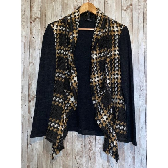 Women's Vex Collection Open Front Drape Gray Wool Blend Cardigan Sweater Size 46 - Picture 1 of 11